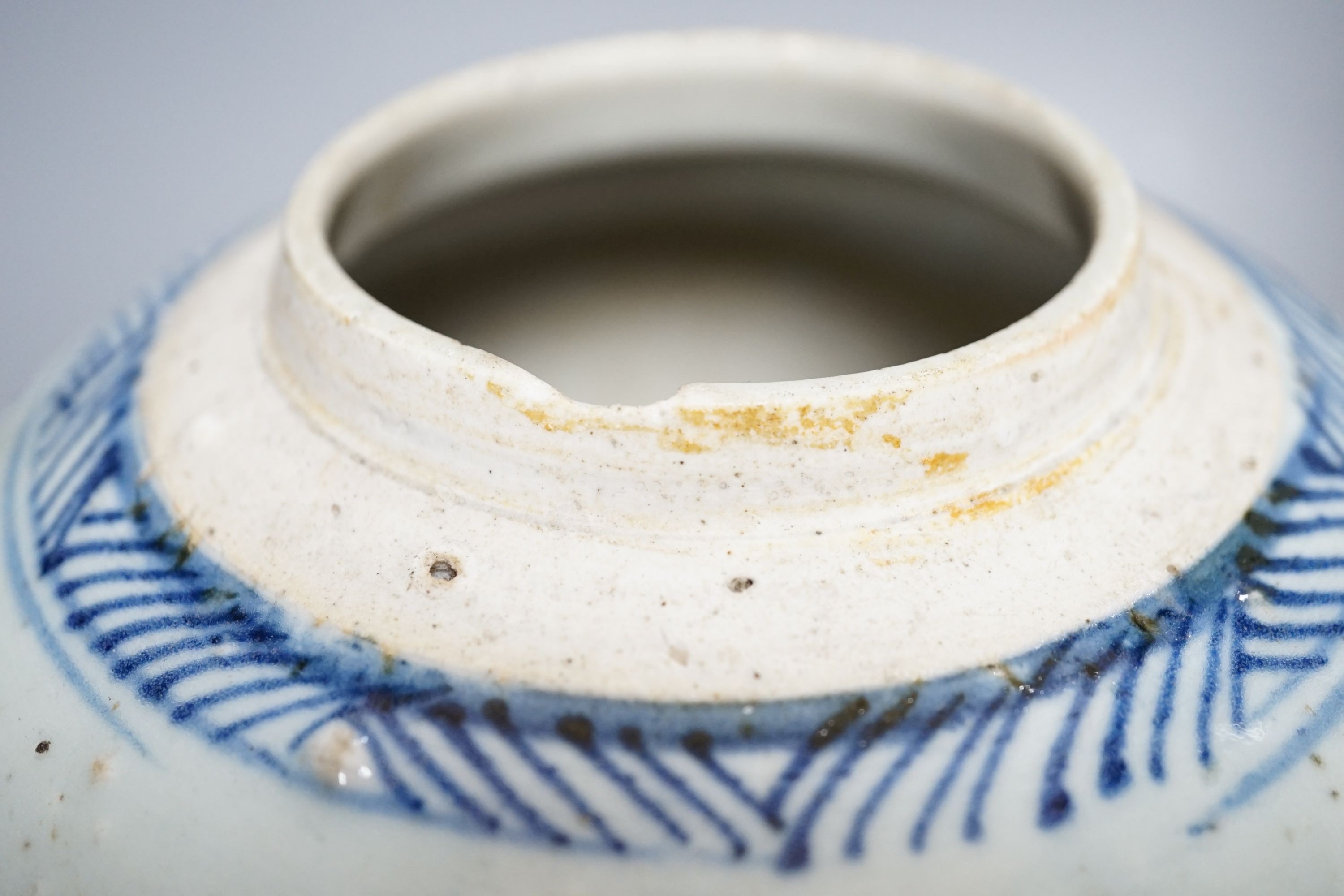 A Chinese red underglaze baluster jar, 32cm, and a 19th century Chinese blue and white ginger jar